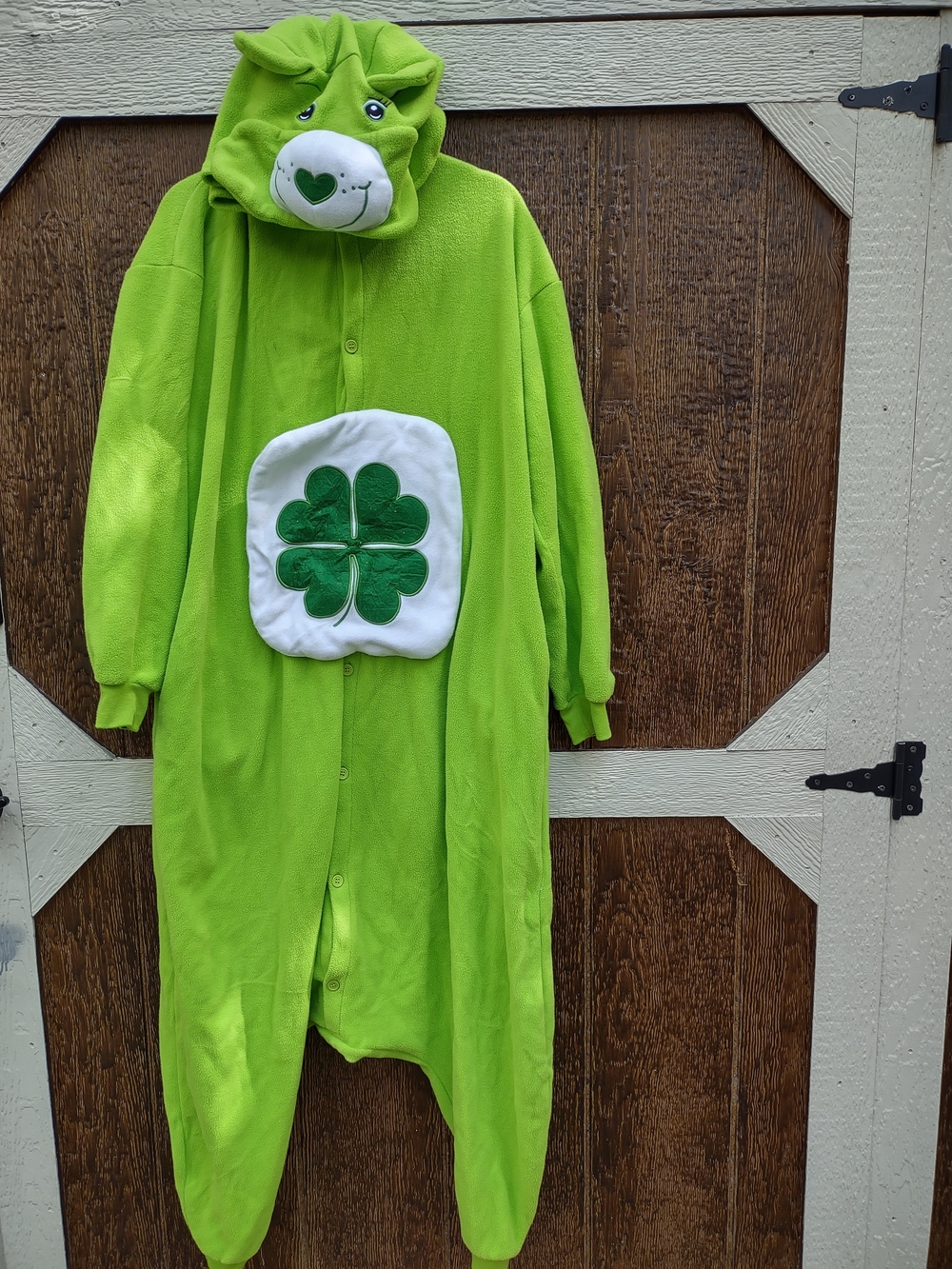 Green Shamrock Carebear Costume Onesie Hooded Pajamas XL